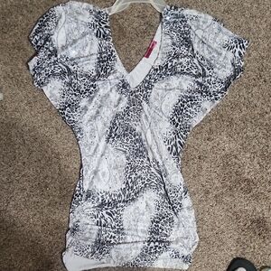 Body Central Black and White Animal Print Blouse